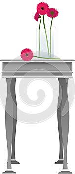 Side table with gerbera daisies