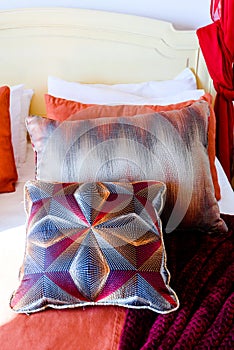 Side table with white lamp in the bedroom