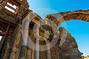 SIDE, TURKEY: The central arched gate of Side, or Vespasian's Gate, is a landmark of the Old City.
