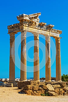 SIDE, TURKEY: Ruins of the Temple of Apollo in Side in a beautiful summer day.
