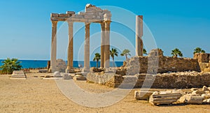 SIDE, TURKEY: Temple of Apollo. Ruins of an ancient Roman city.