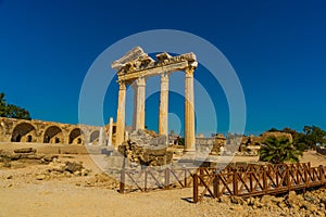 SIDE, TURKEY: Temple of Apollo. Ruins of an ancient Roman city.