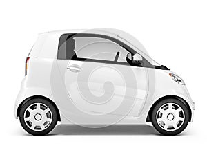 Side View of 3D White Mini Car