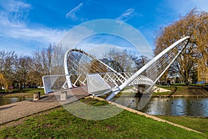 A side view across the Butterfly bridge over the River Great Ouse in Bedford, UK