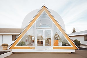 side view of aframe showing unique window shapes photo