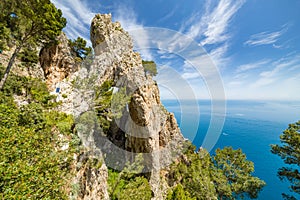 Side view of Arco Naturale, Capri island, Italy photo