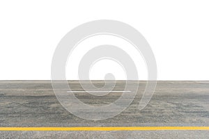 Side view of asphalt road isolated on white background.
