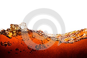 Cola soda with sparkling bubbles isolated on white photo