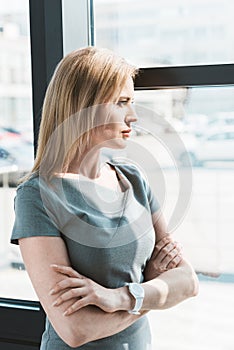 side view of beautiful confident businesswoman