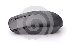 Side view of black wireless computer mouse