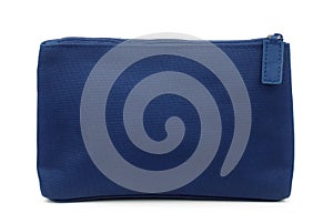 Side view of blue toiletry bag