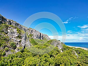 Side View of the Bluff the rock structure cliff in Cayman Brac Cayman islands