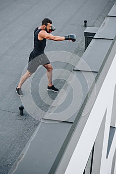 side view of boxer training