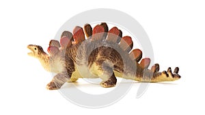 Side view brown stegosaurus toy