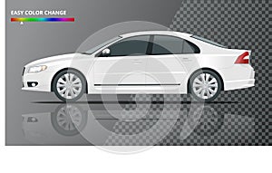 Side view of business sedan vehicle template vector on transparent. View side. Change the color in one click photo