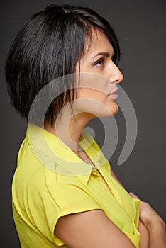 Side view of business woman looking forward photo