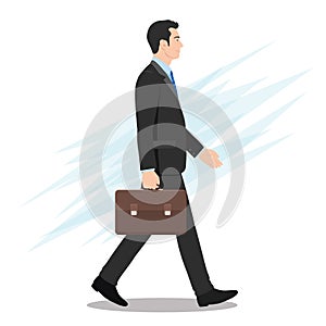 Side View of a Businessman Walking Forward