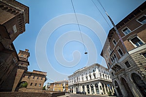 The side view of a Camera Di Comercio in the city of Ferrara Italy