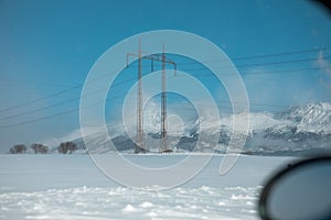 Side view from the car of slovakia tatras mountains