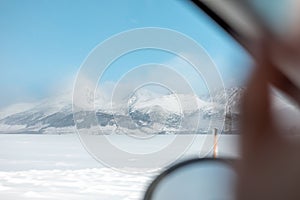 Side view from the car of slovakia tatras mountains