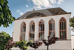 Side view of the Carmelite Church in Boppard, Germany on a sunny day