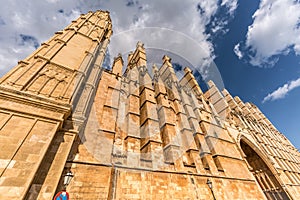 Side view of Catedral de Mallorca (La Seu), Palma de Mallorca. Majorca, Balearic Islands, Spain photo