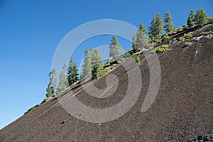 Side view of the cinder cone at Lava Lands - Newberry Crater National Monument in Oregon