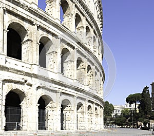 Side view of Colosseum coliseum in Rome Italy