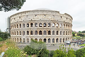 Side view of The Colosseum in Rome, Italy