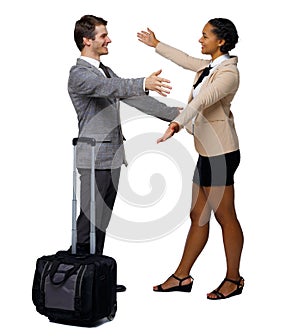 Side view of a couple of businessmen who shake hands
