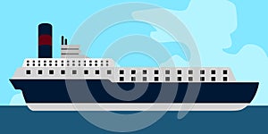Side view of a cruise ship in a landscape