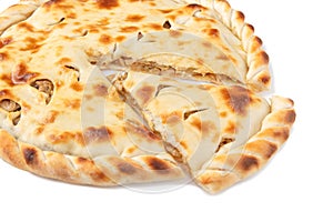 Side view of cutted homemade ossetian pie