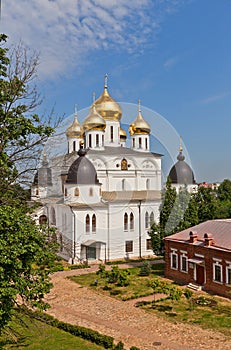 Side view of Dormition Cathedral (1512) in Dmitrov, Russia