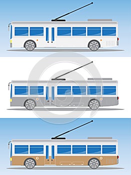 Side view of Electric bus or Trolley bus