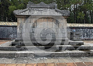 Side view of the Emperor`s Sepulcher in Tu Duc Royal Tomb complex 4 miles from Hue, Vietnam