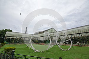 Side view of Famous Glass House at the Lalbagh Botanical Garden, Bangalore, karnataka, India.