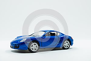 Side view of fast blue car toy