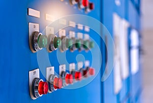 Side view with flare of button switch panel for on-off machines.