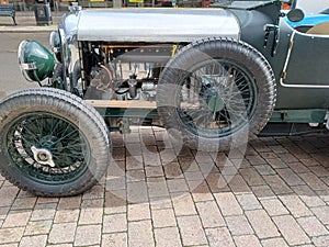 Side view of the front of a vintage car
