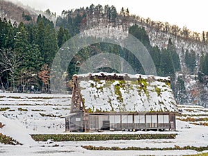 Side view of Gassho house in Japan