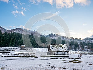 Side view of Gassho house in Japan