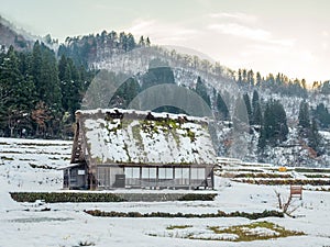 Side view of Gassho house in Japan