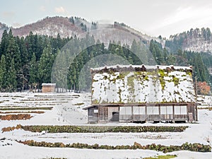 Side view of Gassho house in Japan