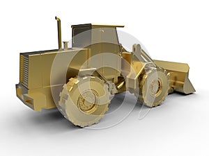 Side view of a golden bulldozer