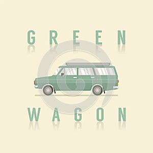 Side View Of Green Wagon.