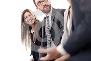 Side view.group of business people on a light background