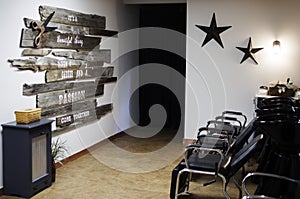 Side View of Hair Washing Chair and Sink Stations Inside a Beauty Salon