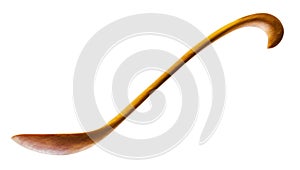 Side view of hand carved alder wood spoon isolated