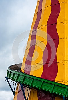 Side view of the helter skelter fun fair ride.