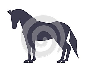Side View of Horse Silhouette, Derby, Equestrian Sport Vector Illustration